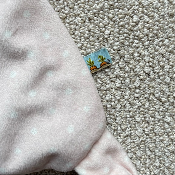 Bunnies by the Bay Pink Bunny Lovey Baby Security Blanket Knots White Polka Dots - Picture 4 of 5